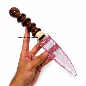 Hermoso mango de cuchillo de punta de flecha de 8 pulgadas de cristal de kunzita tallado a mano, portátil, premium, decorativo, artístico y coleccionable. - Product Image 2