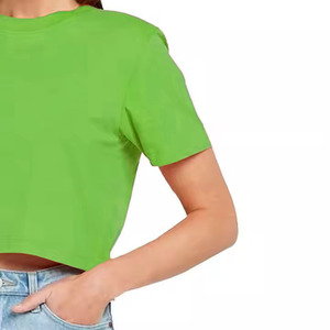 Nouveau t-shirt femme col rond, coupe slim, couleur unie, manches courtes, personnalisable, pour le fitness et le quotidien. - Product Image 5