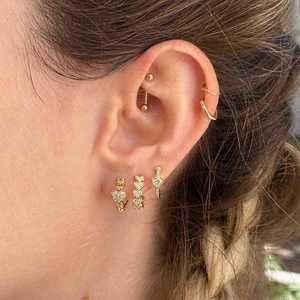 Diamond Heart Huggie <b>Hoop</b> <b>Earrings</b> Round Cut Lab Grown Delicate Modern Luxury Pave Set Fine Jewelry Wholesale 14K 18K <b>Solid</b> Gold - Product Image 2