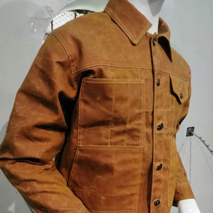 KIC <b>STAR</b> FASHION INDUSTRY Canvas Coated 100% Cotton Hooded Varsity <b>Jacket</b> Men High Quality Custom Design Outdoor Front - Product Image 2