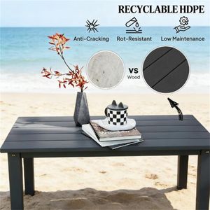 Table à manger rectangulaire noire pour terrasse extérieure, jardin ou café - Product Image 2