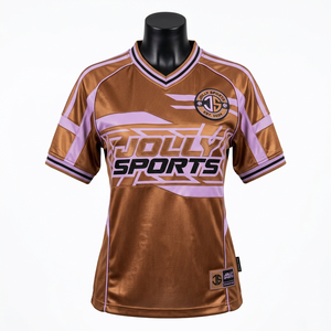Women Football Jersey 180 GSM Premium Polyester <b>Mesh</b> Brown Pink Panel Design Sublimation Custom Logo - Product Image 6
