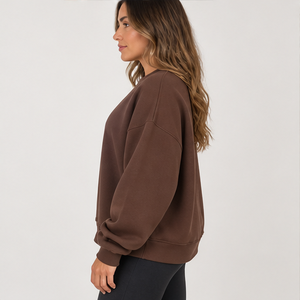 Women's Chocolate Brown Polka Letter Varsity <b>Crewneck</b> Sweatshirt Long Sleeve Custom Logo - Product Image 2