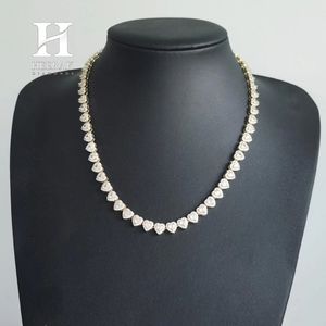 Cadena de tenis de oro macizo de 10K, 14K, 18K personalizada con diamantes en forma de corazón, diamantes creados en laboratorio con certificación IGI, joyería con halo en forma de corazón. - Product Image 3