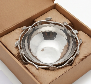 Handmade <b>Metal</b> <b>Bowl</b> With Leaf Branch Stand Polished Contemporary Design For Food Serving Gifting Decorative Centerpiece - Product Image 6
