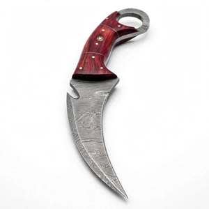 Handcrafted Damascus Steel Precision Ring Handle Utility <b>Tool</b> Red <b>Wood</b> Craft - Product Image 2