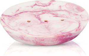Porte-savon rond en résine, motif marbre blanc rose, fait main pour la décoration de la maison, récipient pour savon - Product Image 1