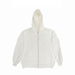 Sweat-shirts à capuche personnalisés pour hommes, style hip-hop streetwear, entièrement brodés, en molleton avec strass, 100 % coton biologique, écologiques - Product Image 2
