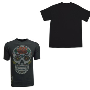 Camiseta con Pedrería Personalizada, Camiseta con Gemas en Toda la Superficie, OEM, Negra Sólida, con Letras y Logotipos de Pedrería Personalizados, Cuello Redondo, Camisetas para Hombre - Product Image 3