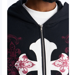 Sweat à capuche en molleton épais de haute qualité, anti-boulochage, en coton, pour l'hiver, uni - Product Image 3
