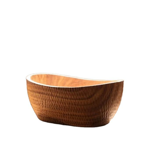 Bol en bois rond multi-usages, écologique, solide, pour salade, fruits, soupe, riz, ustensiles de cuisine en bois robuste - Product Image 1