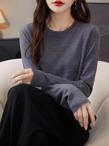 Sweat-shirt à manches longues pour femme, coupe classique et col rond, tenue tendance pour femme, sweats à capuche et sweat-shirts - Product Image 3