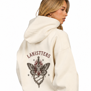 Customized <b>Womens</b> Relaxed Fit Pullover Hoodie Front <b>Back</b> Art Print Long Sleeve Streetwear Hooded Sweatshirt 100% Cotton Fleece - Product Image 4