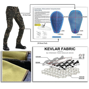 Pantalon de moto résistant à l'usure, pantalon de course à moto doublé de Kevlar avec protections amovibles CE pour les genoux et les hanches, pantalon cargo camouflage pour homme - Product Image 6