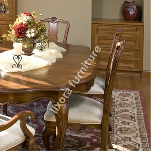 Juego de Comedor de Madera Maciza Hecho a Mano de Lujo para 6 Personas, Sillas Talladas Ornamentadas, Acabado Premium - Product Image 3