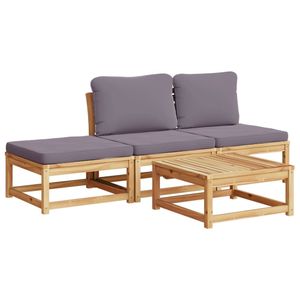 Conjunto de Muebles de Jardín de Madera Maciza de Acacia de 4 Piezas con Cojines - Product Image 2