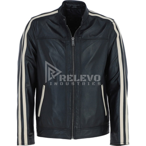 Veste universitaire en cuir véritable tanné végétal durable pour homme, manteau d'hiver matelassé écologique à col montant, logo personnalisé OEM - Product Image 1