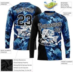 เสื้อทีมตกปลาแบบกำหนดเองใหม่ UPF 50+ พิมพ์โลโก้ชื่อและหมายเลข เสื้อคุณภาพสูงแบบระเหิดสี เสื้อตกปลาน้ำหนักเบา - Product Image 4