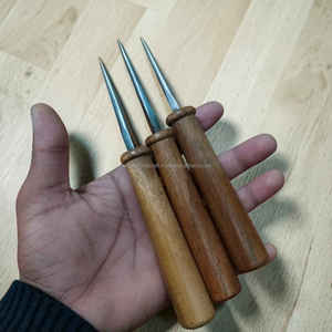 Outil de couture en cuir fait main avec manche en bois d'acacia naturel, couture durable, prix de gros - Product Image 5