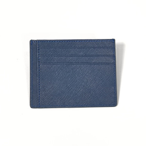 Best-seller Castello, porte-cartes fin en cuir Saffiano fait main, vert marine, gris, noir, fermeture ouverte, doublure en polyester, embossé - Product Image 4