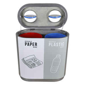 Indoor Recycle Waste <b>Bin</b> Dual 60L Open Top Made of Fiberglass - Product Image 5