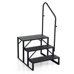 Heavy Duty 3-<b>Step</b> RV <b>Step</b> <b>Stool</b> with Adjustable Handrail 660LBS Capacity Metal Stairs - Product Image 5