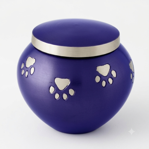 Urna Funeraria de Aluminio Azul Hecha a Mano, Moderna, de Gran Capacidad, para Cenizas de Mascotas, Perros y Gatos, Recuerdo Conmemorativo Metálico Grabado en Plata - Product Image 2