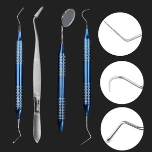 Kit de 4 Piezas de Herramientas Dentales de Acero Inoxidable: Raspador, Espejo y Mango Ergonómico para Eliminar Placa y Sarro - Higiene Bucal - Product Image 5
