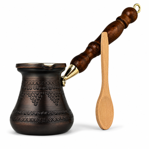 Handcrafted Black Copper Turkish Coffee Pot Cezve Ibrik Wooden Handle <b>Arabic</b> Greek Espresso Coffee Maker Milk Warmer Giftware - Product Image 1