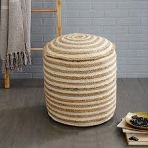 Jute Braided Pouf Removable Cover <b>Stool</b> & <b>Ottoman</b> Modern Pouf Living Room Furniture Home 10F Brand Multi-Use - Product Image 1