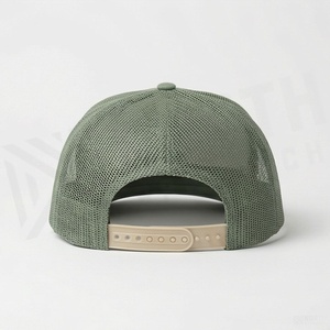 Unisex Olive Green 6-Panel Trucker <b>Cap</b> Adjustable Mesh Baseball Hat Casual Solid Color <b>Flat</b> Brim Snapback Hat Spring <b>Summer</b> - Product Image 2