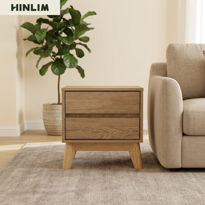 Scandinavian Modern Solid Wood Nightstand with 2 <b>Drawers</b> for <b>Small</b> Bedroom Spaces - Product Image 4