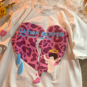 Women's Puff Print T Shirt Oversized Casual Streetwear Graphic Tee Soft Cotton Blend Short Sleeve Round Neck Fashion Summer Look - Product Image 5