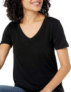 เสื้อยืดผ้าฝ้ายออร์แกนิค 100% สำหรับผู้หญิง สีดำ คอวี ระบายอากาศได้ดี เสื้อผ้าฤดูร้อนสำหรับเด็กผู้หญิงและผู้หญิง เสื้อยืด 2026 - Product Image 6