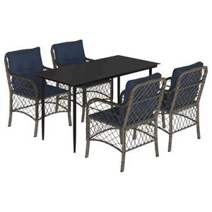 Ensemble de salle à manger de jardin bleu marine et gris noir - Product Image 2