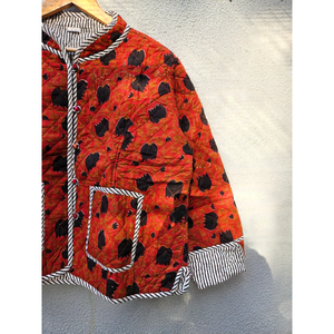 High Quality Women <b>Quilted</b> Cotton <b>Jacket</b> Floral <b>Pattern</b> Button Front Regular Fit Autumn Winter Outerwear gift for her - Product Image 3