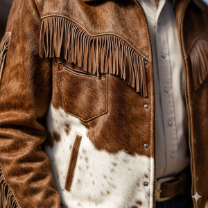 Veste Western en Daim à Franges de Qualité Supérieure pour Homme, Manteau de Ranch Vintage en Cuir de Vachette à Poils, Vente en Gros Fabricant Fournisseur - Product Image 6