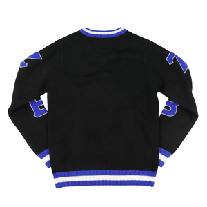 Suéter Negro de Lana con Cuello en V Zeta Phi Beta, Bordado con Letras Griegas ZPB, Ribete Acanalado, Prenda de Punto Premium para Mujer - Product Image 2