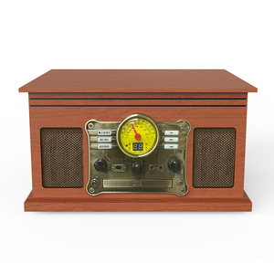 Registrazione modello popolare con altoparlante <span class=keywords><strong>Bluetooth</strong></span> Jack per cuffie in legno marrone Nostalgia lettore giradischi All-in-one con <span class=keywords><strong>cassetta</strong></span> - Product Image 1