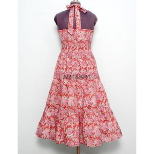 Robe ample pour femme, col en V, taille naturelle, en coton écologique respirant et lavable, imprimé palmiers, pour l'été et l'automne, idéale pour les fêtes - Product Image 5