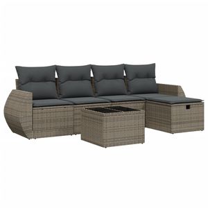 Conjunto de Sofá de Jardín de Ratán PE Gris con Vidrio Templado y Acero con Recubrimiento en Polvo, Muebles Duraderos para Exteriores - Product Image 2