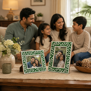 Handcrafted Green Mother of Pearl Floral Inlay <b>Photo</b> <b>Frame</b> Decorative | Wooden Picture <b>Frame</b> for Tabletop & Wall Display Home - Product Image 4