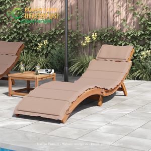 ECO2GO VIETNAM Juego de Tumbonas de Madera Ecológicas para Exteriores, Cojín Impermeable, Diseño Moderno y Plegable para Jardín, Hotel, Piscina - Product Image 3