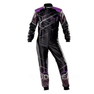 Traje de Carreras Edoor Ignífugo de Alta Calidad, Hecho a Medida, Transpirable, Talla Grande, Secado Rápido, Logotipo Frontal, Negro y Morado, para Hombre Adulto - Product Image 2
