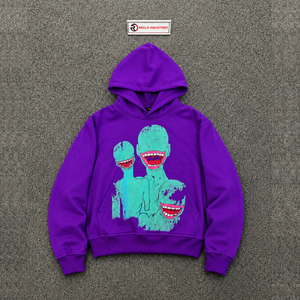 Sweat à capuche oversize de luxe violet avec motif graphique créatif, pull d'hiver élégant, streetwear graphique emblématique en French Terry - Product Image 5