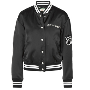 Veste de baseball universitaire en satin style High Street pour hommes Vêtements de rue d'hiver avec logo personnalisé et broderie privée 3D - Product Image 6