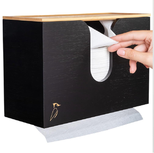 Distributeur de mouchoirs en métal avec finition grain de bois premium et ouverture supérieure. Durable et élégant, disponible à prix de gros. - Product Image 3