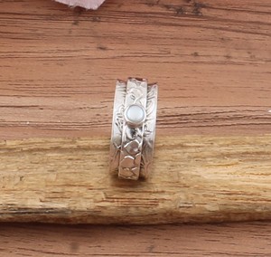 Bague fine en argent sterling 925, classique, minimaliste, empilable, avec pierre précieuse bleue, bague d'éternité, cadeau de mariage, pierre de naissance - Product Image 3