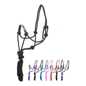 Black Nylon Braided Rope Horse Halter with Beaded Noseband & <b>Lead</b> Rope Adjustable Durable <b>Training</b> Halter OEM Supplier Bulk - Product Image 5