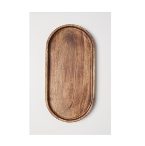 Collection de plateaux ronds en bois finition noyer faits à la main, décoratifs, pour servir les aliments, ustensiles de cuisine écologiques, plateau en bois à fentes - Product Image 4